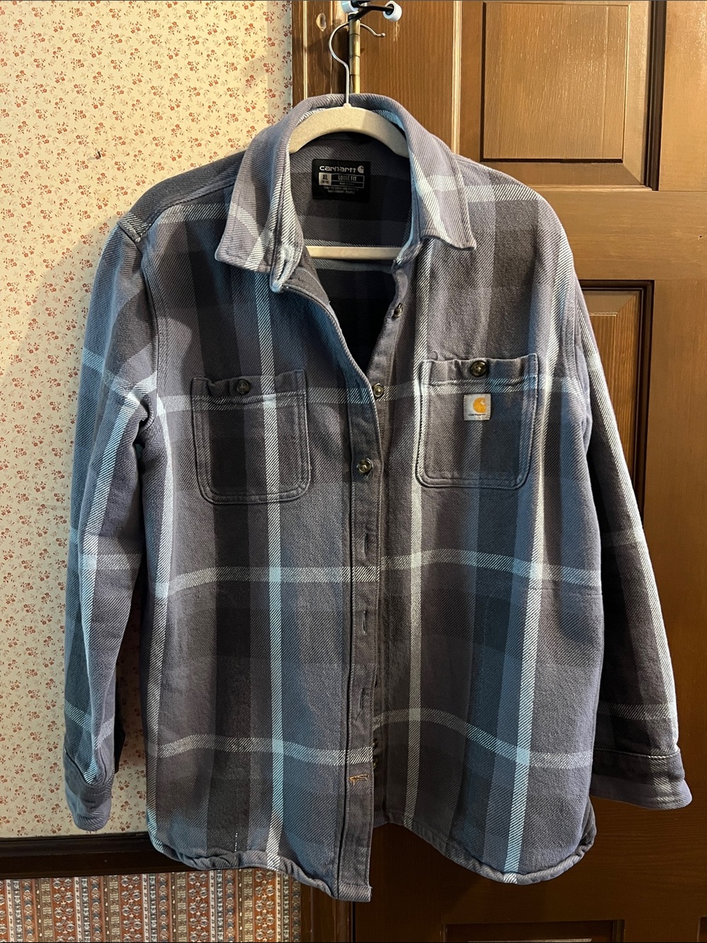 Carhartt Blue and Gray Plaid Lightweight Shirt Jacket
